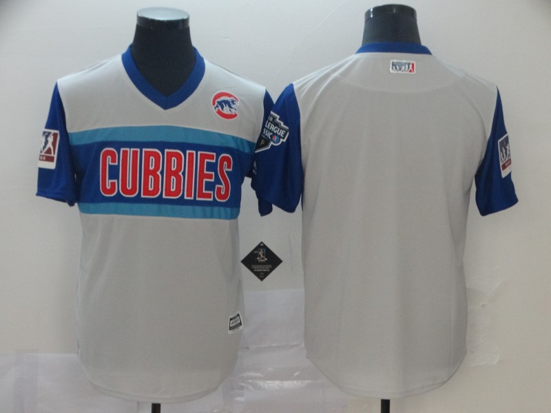Customized Men Chicago Cubs blank white blue throwback  MLB Jerseys